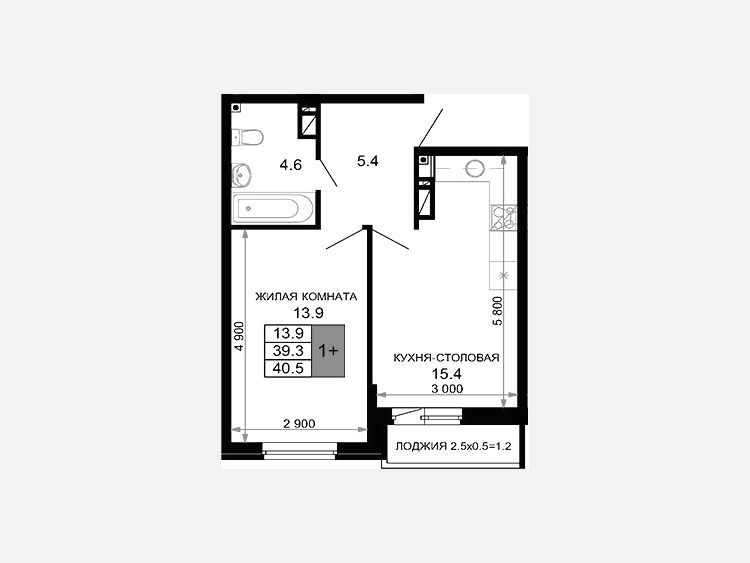 2-комнатная квартира, 39.30 м², 3/16 этаж фото 0
