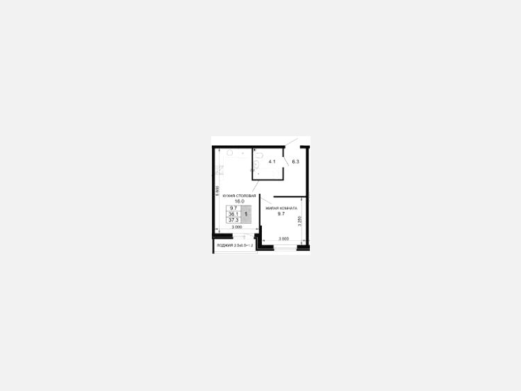 1-комнатная квартира, 36.10 м², 2/16 этаж фото 0