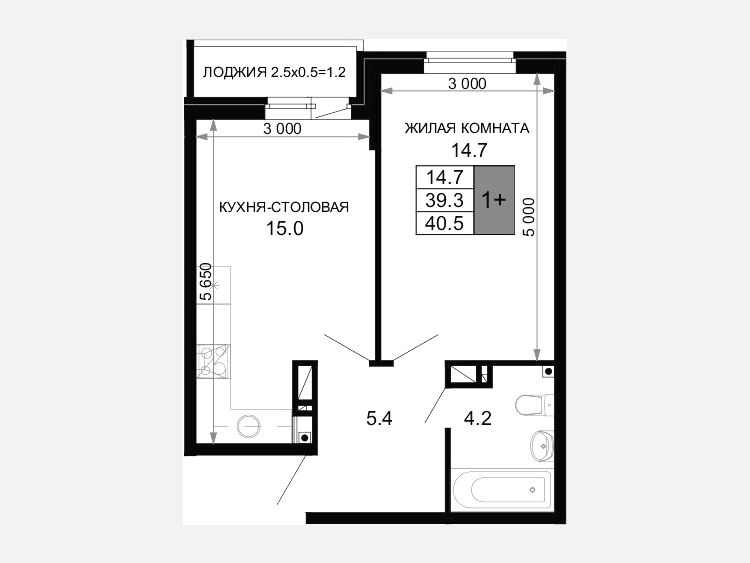2-комнатная квартира, 39.30 м², 12/16 этаж фото 0