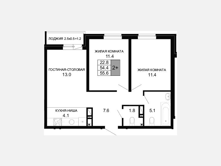 3-комнатная квартира, 54.40 м², 10/16 этаж фото 0