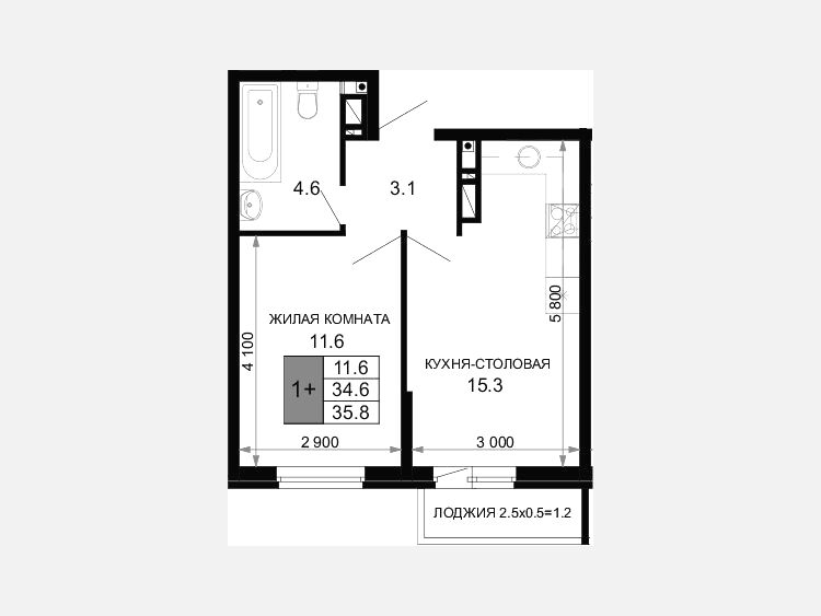 2-комнатная квартира, 34.60 м², 16/16 этаж фото 0