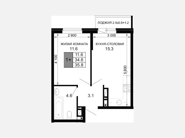 2-комнатная квартира, 34.60 м², 6/16 этаж фото 0