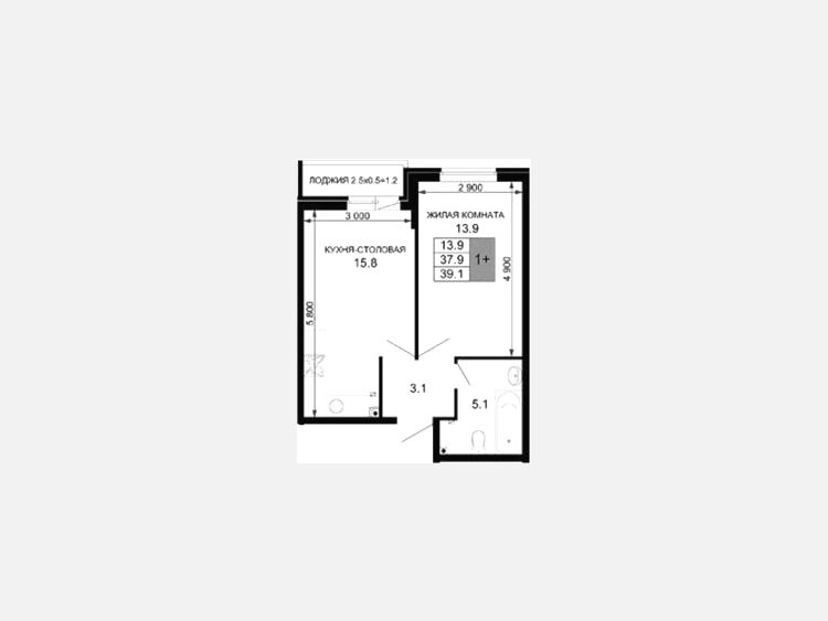 2-комнатная квартира, 37.90 м², 2/16 этаж фото 0