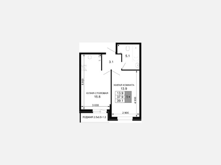 2-комнатная квартира, 37.90 м², 2/16 этаж фото 0