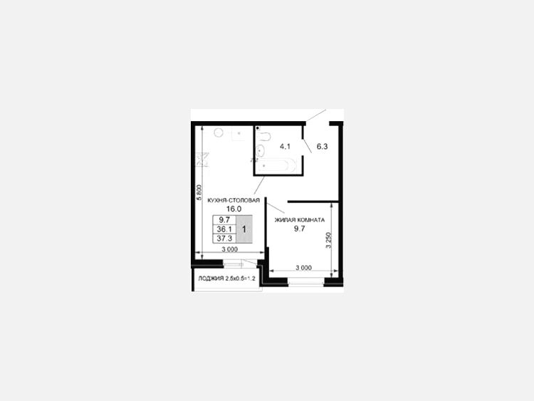 2-комнатная квартира, 36.10 м², 2/16 этаж фото 0