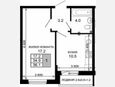 1-комнатная квартира, 34.90 м², 2/16 этаж фото 0