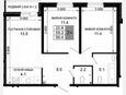 3-комнатная квартира, 55.20 м², 2/16 этаж фото 0